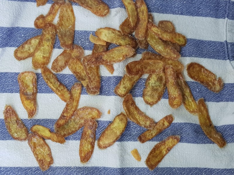 Chips af kartoffelskræl