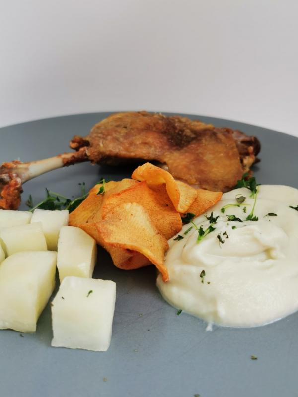 Confit de canard med jordskokker på 3 måder